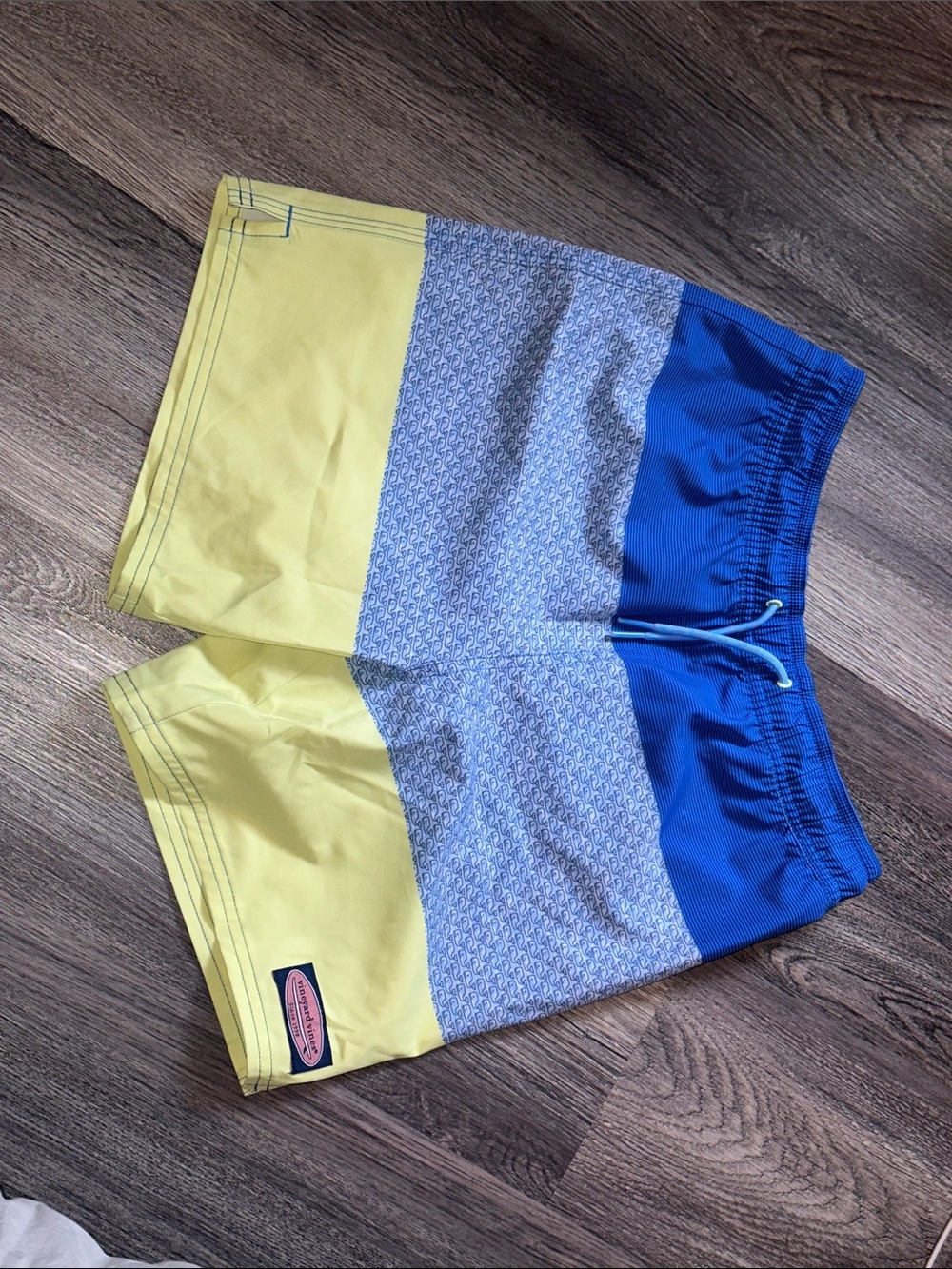 Vineyard Vines Blue and Yellow Colorblock Board Shorts